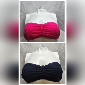 Hollister lace strapless Bandeau tops- Pink and Navy Blue size Medium/Large- Y2K